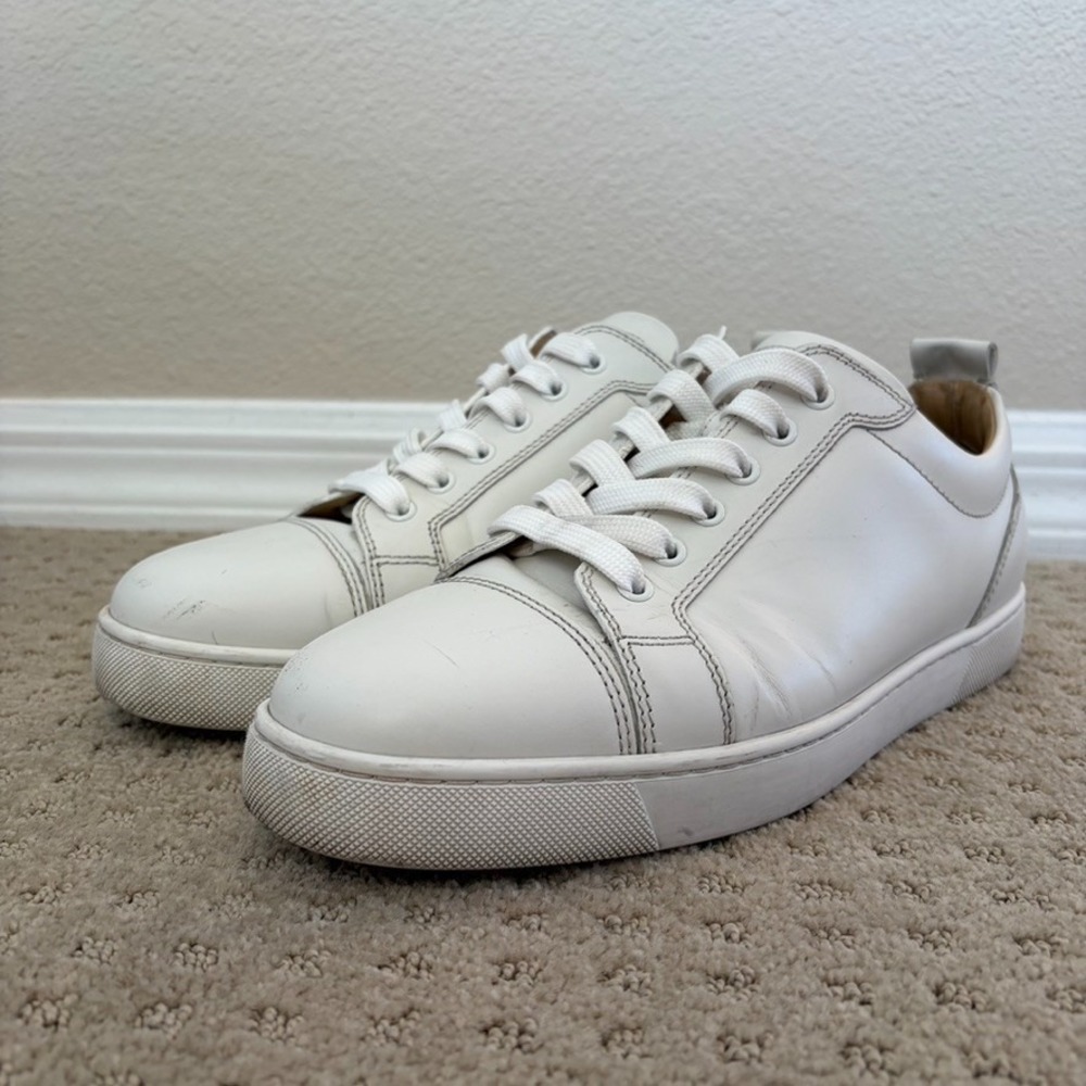 Christian Louboutin Louis Junior Sneaker Shoes 43 US10 White Leather Red Bottoms